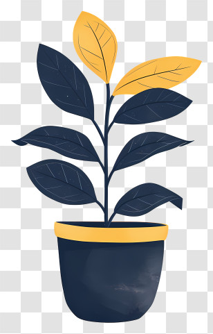 Modern Flower Pot - Stylized Potted Plant Graphic Illustration Transparent PNG
