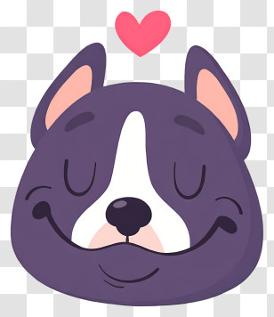 Dog Emoji - Purple Dog Face With Heart Transparent PNG