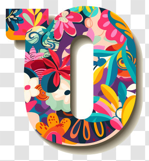 Number 0 - Colorful Floral Number 0 Transparent PNG