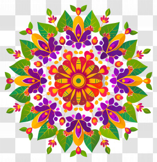 Pookalam - Colorful Rangoli Pattern For Festival Decoration Transparent PNG