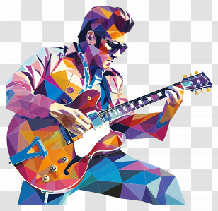 Rock N Roll - Geometric Art Illustration Of A Guitarist Playing Music Transparent PNG
