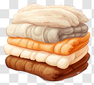 Stack Of Blankets - Stack Of Fur And Quilted Blankets Transparent PNG
