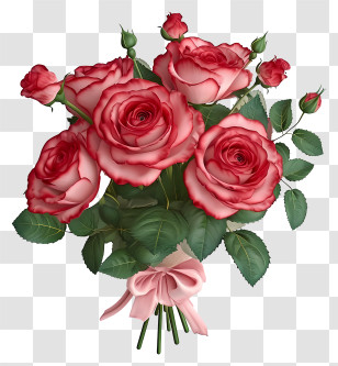 Realistic 3d Valentine Rose Bunch - Elegant Bouquet Of Pink Roses Transparent PNG