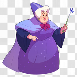 Cinderella Fairy Godmother - Fairy Godmother In A Purple Outfit With A Magic Wand Transparent PNG