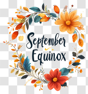 September Equinox - September Equinox Floral Wreath Illustration Transparent PNG