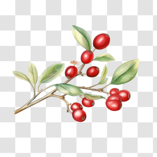 Cranberries Twig - Red Berry Branch Illustration Transparent PNG