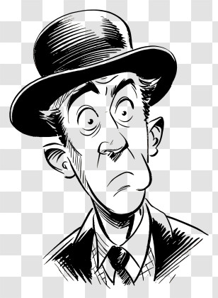 French Comics Writer - Man In Bowler Hat With Formal Attire Transparent PNG