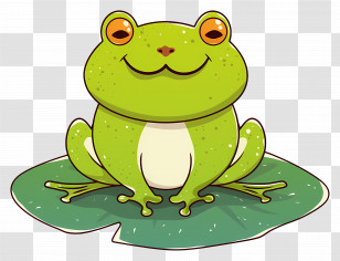 Frog On Lily Pad - Green Frog Illustration Transparent PNG
