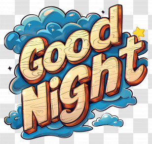 Good Night - Good Night Text With Clouds Transparent PNG