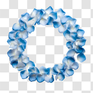 Rose Petals Circle Frame - Beautiful Blue Flower Wreath Decoration Transparent PNG