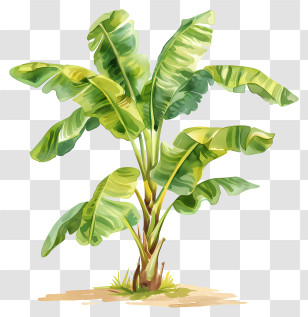 Banana Tree - Vibrant Banana Plant In Tropical Setting Transparent PNG
