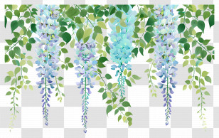 Hanging Flowers - Green And Blue Hanging Flowers Design Transparent PNG