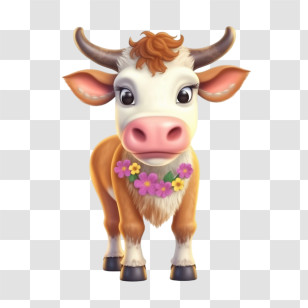 Cow
 - Cartoon Cow With Flower Wreath Transparent PNG