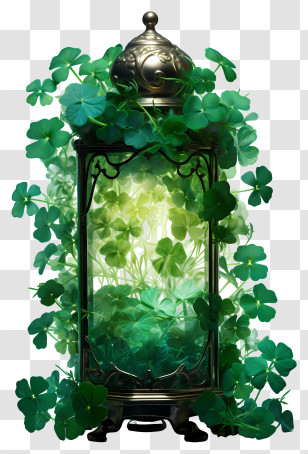 St Patrick Lantern - Clover-Decorated Lantern With Soft Glow Transparent PNG