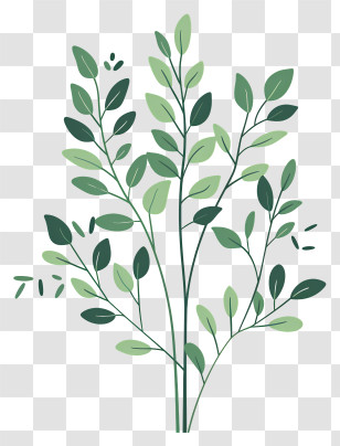 Small Green Twig - Simple Botanical Green Leaf Design Transparent PNG