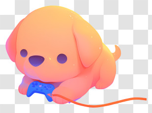 Animated Dog - Orange Puppy Playing With Game Controller Transparent PNG