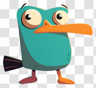Perry The Platypus - Quirky Bird With Large Beak Illustration Transparent PNG