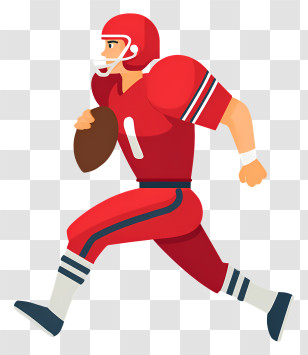 American American Football Quarterback - Football Player Running With Ball Transparent PNG