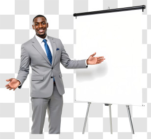 Businessman Giving A Presentation - Businessman Presenting With Flip Chart Transparent PNG
