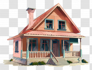 Real Estate House - Charming Wooden House With Porch Transparent PNG