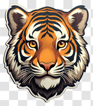 Tiger - Tiger Face Illustration With Bold Details Transparent PNG