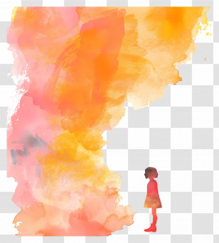 Watercolor Child - Orange Watercolor Silhouette Transparent PNG