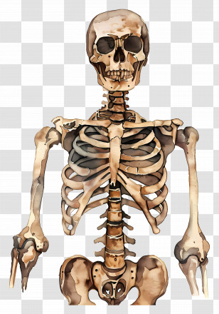 Skeleton - Realistic Human Skeleton Watercolor Illustration Transparent PNG