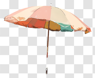 Beach Umbrella - Colorful Patio Umbrella With Wooden Pole Transparent PNG