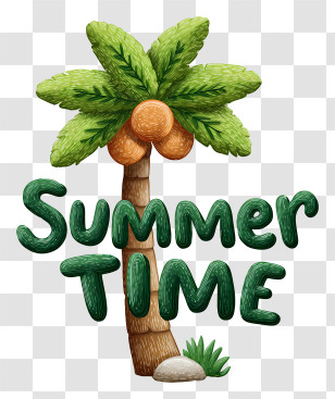 Summer Logo Word - Palm Tree Summer Time Text Transparent PNG