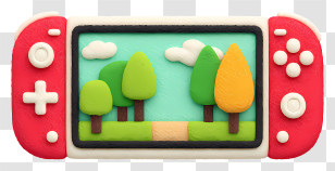 Nintendo Switch - Cartoon Game Console With Trees Transparent PNG