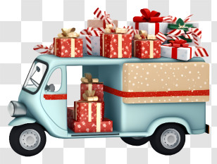 Christmas Car - Cute Vehicle Carrying Christmas Gifts Transparent PNG