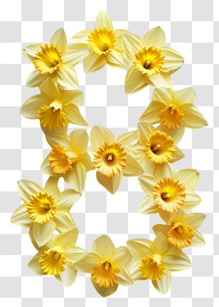 Floral Number Eight - Number Eight Made Of Yellow Daffodils Transparent PNG