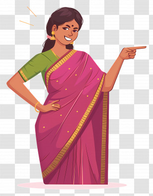 Indian Saree - Confident Woman In Traditional Sari Transparent PNG