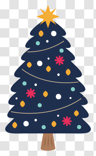 Blue Christmas Tree - Colorful Christmas Tree With Ornaments Transparent PNG