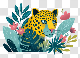 Jaguar Peering Through Foliage - Leopard In A Jungle Setting Transparent PNG