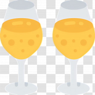 Champagne Glasses - Pair Of Orange Juice Glasses In Minimalist Style Transparent PNG