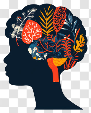 Brain Mind - Creative Brain Illustration With Plants Transparent PNG