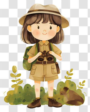 Girl Explorer - Explorer Girl With Binoculars Transparent PNG