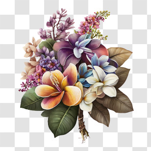 Hand Painted Champa
 - Colorful Floral Bouquet Design Transparent PNG