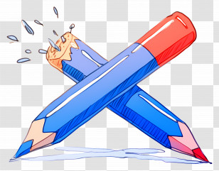 Blue Pencils - Crossed Blue And Red Pencils Transparent PNG