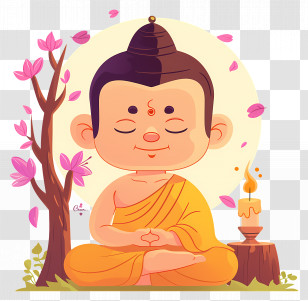 Buddha - Meditating Buddha Cartoon Illustration Transparent PNG