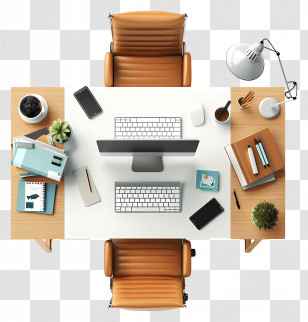 Office Desk - Modern Office Desk Setup Transparent PNG