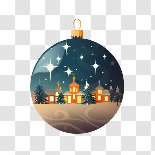 Christmas Ball - Beautiful Christmas Ornament With Winter Village Transparent PNG