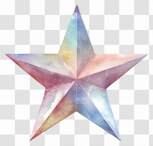 Watercolor Star - Colorful Shiny Five-Pointed Star Illustration Transparent PNG