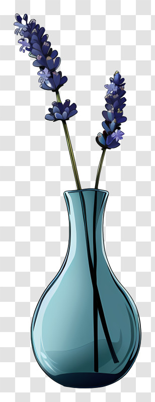 Lavender In Vase - Blue Vase With Lavender Flowers Transparent PNG