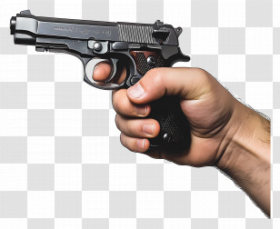 Hand Holding Gun - Hand Holding A Black Handgun Transparent PNG