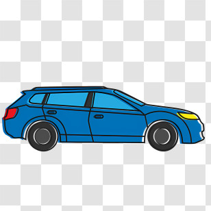 Car - Blue Cartoon Sedan Car Illustration Transparent PNG