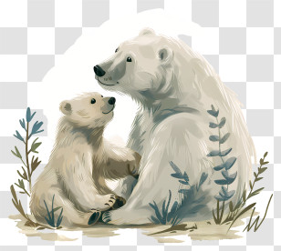 International Polar Bear Day - Mother And Cub Polar Bears Transparent PNG