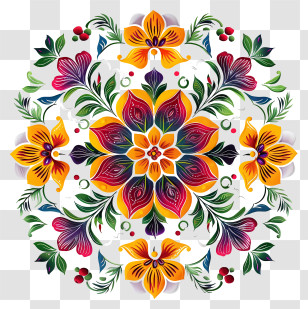 Rangoli - Colorful Floral Mandala Illustration Transparent PNG