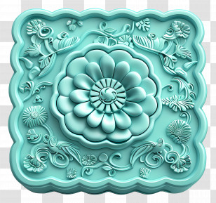 Square Mooncake - Decorative Tile With Floral Pattern Transparent PNG